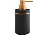 Spirella® Dispenser Per Sapone "Bly"" Dispenser Per Sapone Liquido, 7,5 X 7,5 X 16 Cm Plastica Nera Opaca Con Effetto Oro, Capacità 300Ml"