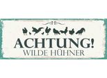 Vianmo Insegna In Legno 10X27 Cm Achtung Wilde HüHner