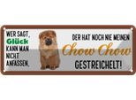 Vianmo Insegna Di Latta 10X27 Cm Chow Chow Hund Gestreichelt
