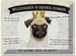 Vianmo Insegna Di Latta 30X40 Cm Tiere Mops Willkommen Wohne Hier