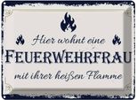 Vianmo Insegna Di Latta 30X40 Cm Hier Wohnt Eine Feuerwehrfrau