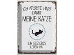 Vianmo Insegna Di Latta 40X30 Cm Katze Ich Arbeite Hart Damit Meine