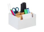 Relaxdays Organizzatore Da Tavolo Bianco 5 Scomparti