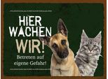 Vianmo Insegna In Legno 30X40 Cm Hund Katze Hier Wachen Wir