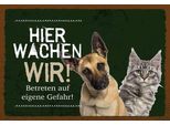 Vianmo Insegna In Legno 12X18 Cm Hund Katze Hier Wachen Wir