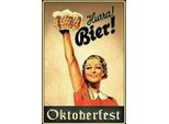 Vianmo Insegna In Legno 30X20 Cm Hurra Frau Mit Bier