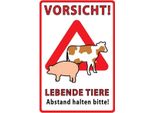 Vianmo Insegna In Legno 30X20 Cm Vorsicht Lebende Tiere Abstand