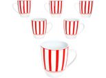 Set Di 6 Tazze Da Caffè 300Ml In Porcellana 6 Pers. Tè Cacao A Strisce