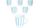 Split Turchese Strisce Set Di 6 Tazza Da Caffè 300Ml Tazza In Porcellana 6 Pers Cacao A Strisce