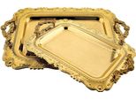 Set Di 2 Vassoi Da Portata In Acciaio Inossidabile 18/10 Di Alta Qualità - La Funzionalità Incontra L'eleganza Motif 6 Gold