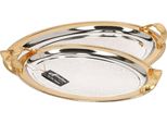 Set Di 2 Vassoi Da Portata In Acciaio Inossidabile 18/10 Di Alta Qualità - La Funzionalità Incontra L'eleganza Motivo 7 Argento/Oro