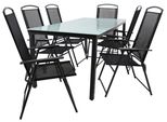 7-tlg Gartenmöbel Sitzgruppe Gartenmöbel Glas Tisch Stühle Hochlehner Set 190 Mattglas