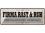 Vianmo Insegna Di Latta 10X27 Cm Firma Rast & Ruh Geschlossen