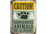 Vianmo Insegna Di Latta 40X30 Cm Caution Dangerous Animals