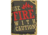 Vianmo Insegna Di Latta 40X30 Cm Use Fire With Caution!