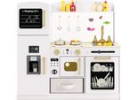 Costway Cucina Da Gioco Per Bambini Con Accessori, Lavagna Per Gelati Cassetto Lavastoviglie, Microonde Illuminato, Cucina Giocattolo Per Bambini 3+