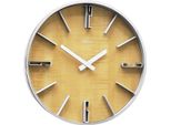 Atlanta 4426/30 Orologio Da Parete Analogico Al Quarzo Argento Effetto Legno Rotondo