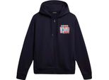 Napapijri Felpa Con Cappuccio In Pile Blu Navy Uomo : Taglia - S Taglia: S
