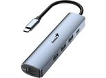 Hub Usb (3.0) A 4 Porte, UH-545, Grigio, Genius, 3X Usb 3.0, 1X RJ45