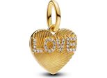 Pandora Moments Charm Cuore D'amore Incisione Placcata Oro 763604C01