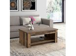 Couchtisch Forte "Clif", Beige (Old Wood Vintage), B:110Cm H:45,7Cm T:65Cm, Tische, Couchtisch, Mit Funktion, Breite 110 Cm