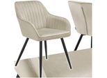 Tectake® Esszimmerstuhl, Gepolstert, In Samtoptik, Gesteppt, Schlanke Stahlbeine, 58 X 62 X 82 Cm