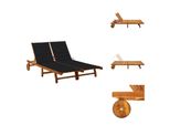 Vidaxl Lettino Per 2 Persone Con Cuscini In Legno Massiccio Di Acacia - Lettini Prendisole