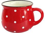 Tazza Rossa Con Puntini Bianchi, 520 Ml, Ceramica