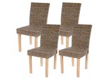 4Er-Set Esszimmerstuhl Korbstuhl Stuhl KüChenstuhl Littau, Kubu-Rattan