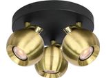 Plafoniera Rotonda Oro-Nera Ø22Cm Tre Faretti Mobili Per Soggiorno Cucina 3Xgu10 10W Lafin Italux