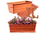 Fioriera Kadax Con Base E Supporto Per Fioriera Da Balcone "Cati"", In Plastica, Vaso Da Fiori Per Balcone, 40 Cm, Terracotta"