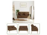 The Living Store Panca Con Cuscini Marrone 113X64,5X75,5 Cm Effetto Scamosciato