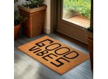 Zerbino Brubaker Good Vibes - 45X75 Cm Zerbino Antipolvere In Cocco - Resistente Alle Intemperie E Antiscivolo - Marrone