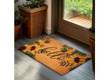 Brubaker Zerbino Hello Con Girasoli - 45X75 Cm Zerbino Antipolvere In Cocco - Resistente Alle Intemperie E Antiscivolo - Marrone