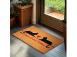 Brubaker Zerbino Gatti Home Sweet Home - 45X75 Cm Zerbino Antipolvere In Cocco - Resistente Alle Intemperie E Antiscivolo - Marrone