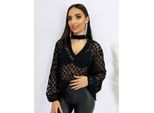 Ivon Camicetta Donna In Chiffon Trasparente Sybil Nero M/L