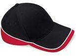 Berretto / Cappello / Cappello Da Competizione Beechfield B171 | Teamwear - Colore: Nero/Rosso Classico/Bianco - Taglia: Unica
