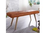 Finebuy Panca In Pelle Di Capra / Panca In Legno Massiccio 117 X 51 X 38 Cm Stile Retrò Panca Imbottita A 2 Posti Corridoio Panca Imbottita In Pelle Sala Da Pranzo Marrone Piccola Panca Letto
