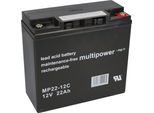 Batteria Al Piombo Multipower MP22-12C Pb 12V 22Ah A Prova Di Ciclo Filettatura Interna M6