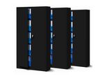 Set Di 3 Schedari C001 Armadio In Metallo Armadio In Acciaio Armadio Per Utensili Armadio Per Ufficio Armadio Per Archiviazione Armadio Universale Verniciatura A Polvere Porte A Battente 185 Cm X 90 Cm X 40 Cm Colore: Nero/Nero