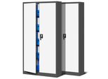 Set Di 2 Schedari C001 Armadio In Metallo Armadio In Acciaio Armadio Per Utensili Armadio Per Ufficio Armadio Per Archiviazione Armadio Universale Verniciatura A Polvere Porte A Battente 185 Cm X 90 Cm X 40 Cm Colore: Antracite/Bianco