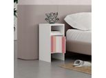 Decortie Comodino Moderno Della Nonna Bianco+Zigzag, 29,6 X 29,6 X 58,4 Cm