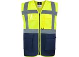 Korntex Kxcmf | Gilet Di Sicurezza Multifunzionale Comfort Executive Hamburg - Farbe: Signal Yellow/Navy - GrößE: L