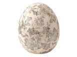 Clayre & Eef Uovo Figurina Ø 14X16 Cm Grigio Beige Vetroceramica Fiori