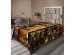Abakuhaus Lenzuolo Con Motivo Alberi, Fogliame Autunnale Immagine Trainquil Forest Paesaggio Immagine, Morbido E Confortevole Lenzuolo Superiore Per Un Letto Decorativo 1 Pezzo 190 Cm X 100 Cm, Marrone Scuro Arancione Giallo