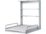 Porta-Fasciatoio Da Parete + Fasciatoio Roba Style Grey - Fasciatoio Pieghevole E Salvaspazio Da Montare A Parete - Fasciatoio Con 2 Vani Portaoggetti - Legno Taupe