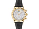Versace VE2U00222 Orologio Da Uomo Hellenyium Chrono In Oro Bianco E Pelle Nera Nuovo