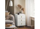 Sobuy Comodino, Comodino Con 3 Cassetti, Tavolino Moderno Per Camera Da Letto, Bianco L40 X P40 X H63 Cm FBT115-L-W