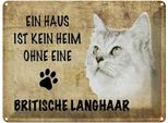 Vianmo Insegna Di Latta 30X40 Cm Britische Langhaar Katze