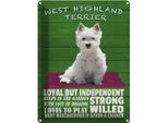 Vianmo Insegna Di Latta 40X30 Cm West Highland Terrier Hund Loyal